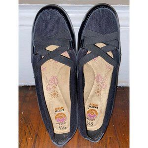 Elastic Strap Black Flats, Shoes women Size 9.5 Earth Spirit